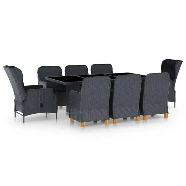 Gossi set mobilier exterior cu perne, 9 piese, gri inchis, poliratan