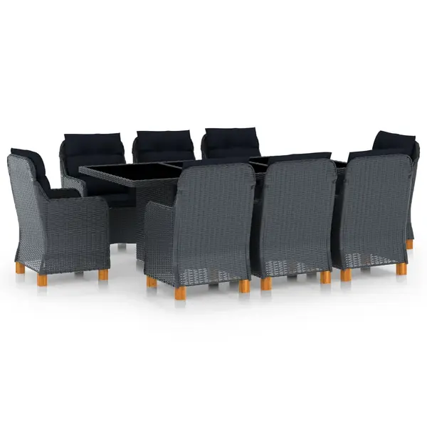 Gossi set mobilier exterior cu perne, 9 piese, gri inchis, poliratan
