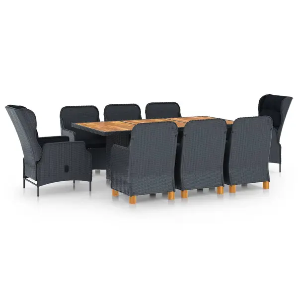 Gossi set mobilier exterior cu perne, 9 piese, gri inchis, poliratan