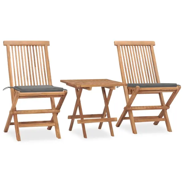 Gossi set mobilier exterior pliabil cu perne, 3 piese, lemn masiv tec