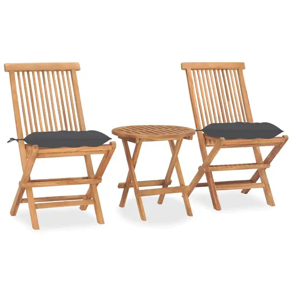 Gossi set mobilier exterior pliabil cu perne, 3 piese, lemn masiv tec