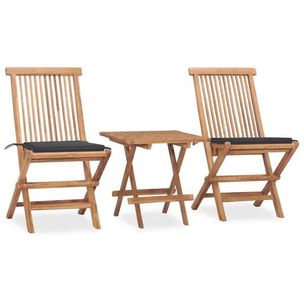 Gossi set mobilier exterior pliabil cu perne, 3 piese, lemn masiv tec
