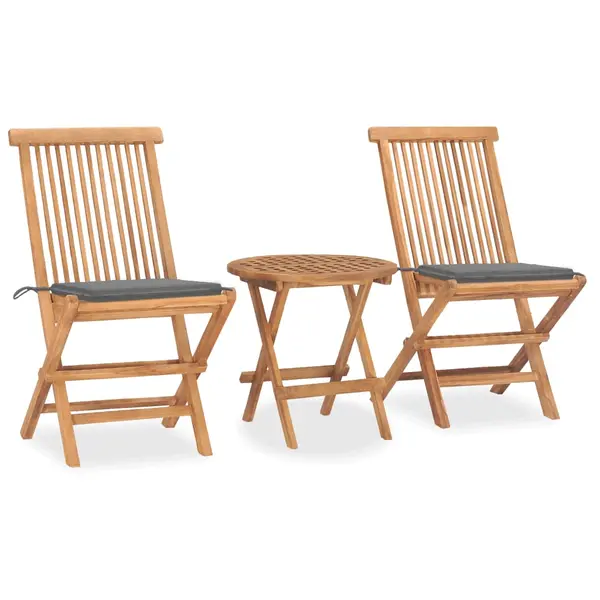 Gossi set mobilier exterior pliabil cu perne, 3 piese, lemn masiv tec