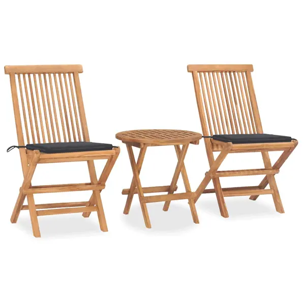 Gossi set mobilier exterior pliabil cu perne, 3 piese, lemn masiv tec