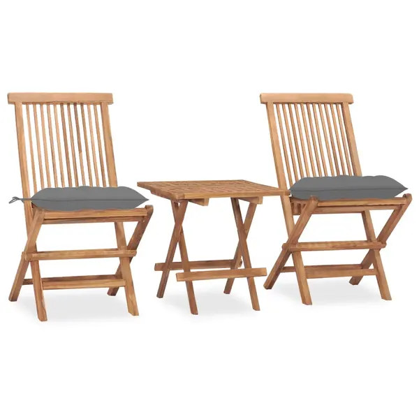 Gossi set mobilier exterior pliabil cu perne, 3 piese, lemn masiv tec
