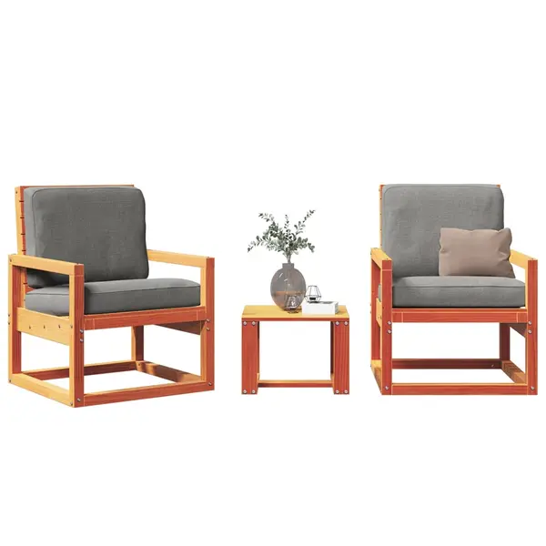 Gossi set mobilier gradina, 3 piese, maro ceruit, lemn masiv pin