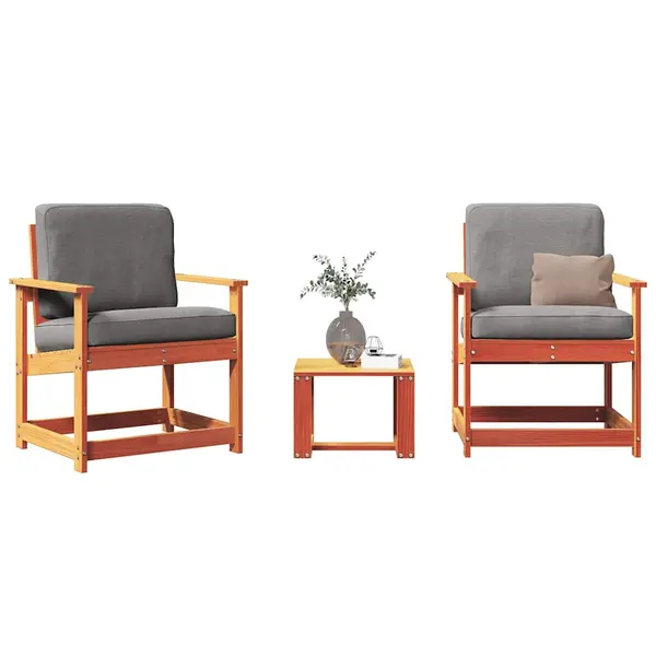 Gossi set mobilier gradina, 3 piese, maro ceruit, lemn masiv pin