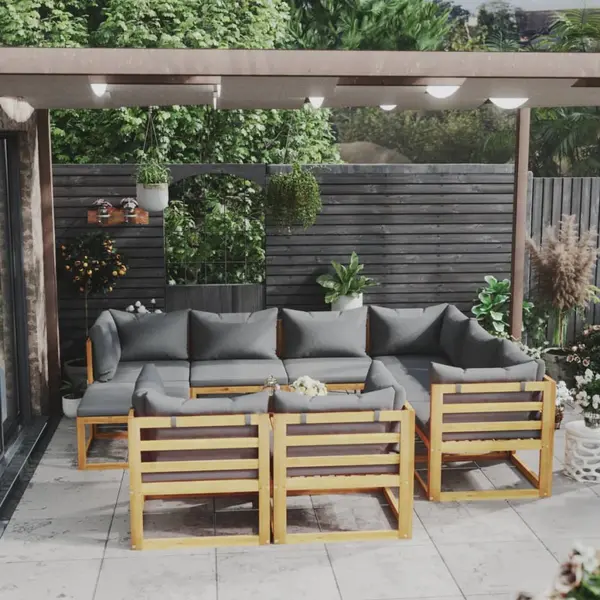 Gossi set mobilier gradina cu perne, 10 piese, lemn masiv de acacia