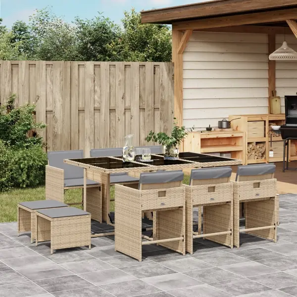 Gossi set mobilier gradina cu perne, 11 piese bej combinat poliratan