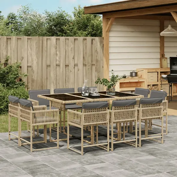 Gossi set mobilier gradina cu perne, 11 piese bej combinat poliratan