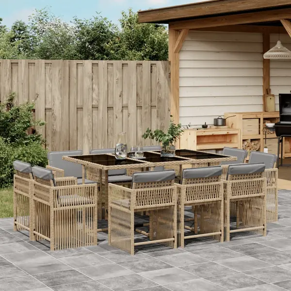 Gossi set mobilier gradina cu perne, 11 piese bej combinat poliratan