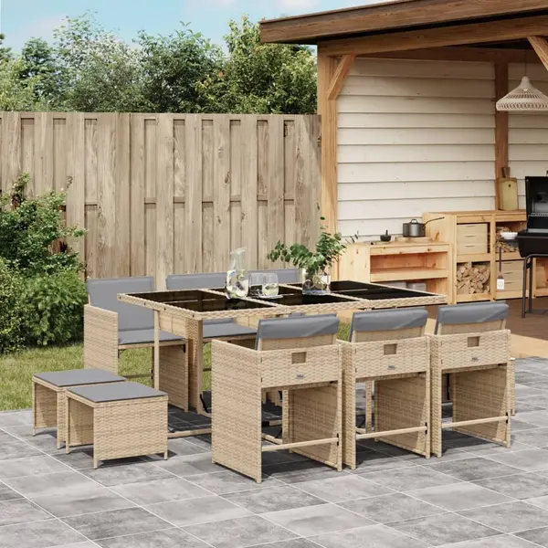 Gossi set mobilier gradina cu perne, 11 piese bej combinat poliratan