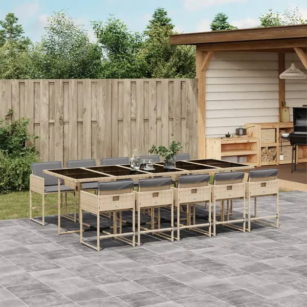 Gossi set mobilier gradina cu perne, 11 piese bej combinat poliratan