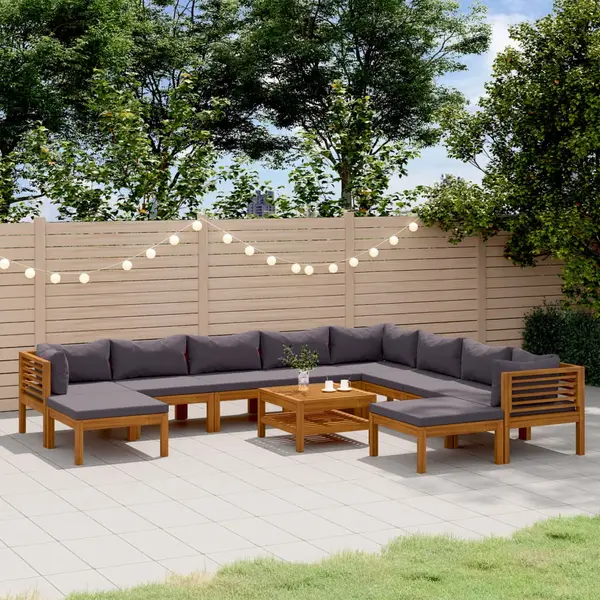 Gossi set mobilier gradina cu perne, 11 piese, lemn masiv de acacia