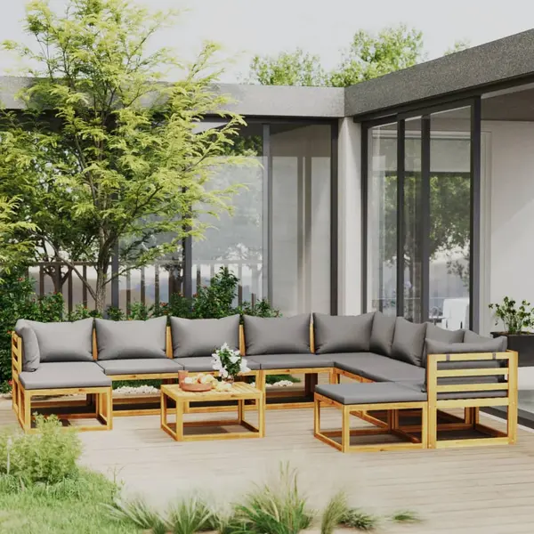 Gossi set mobilier gradina cu perne, 11 piese, lemn masiv de acacia