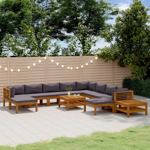 Gossi set mobilier gradina cu perne, 12 piese, lemn masiv de acacia