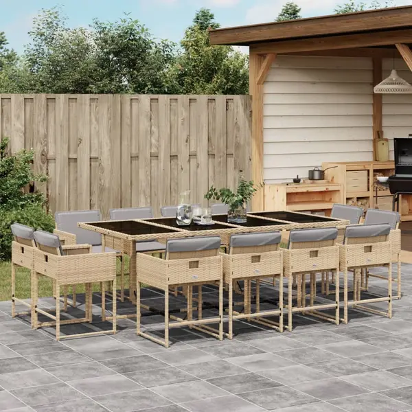 Gossi set mobilier gradina cu perne, 13 piese, bej combinat poliratan
