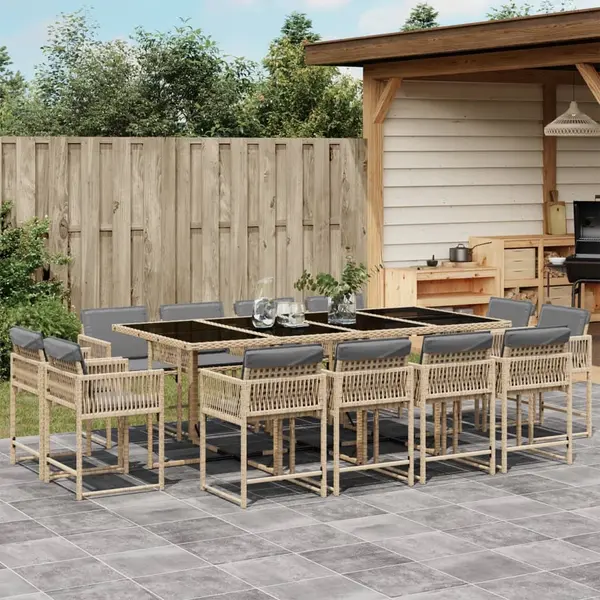 Gossi set mobilier gradina cu perne, 13 piese, bej combinat poliratan