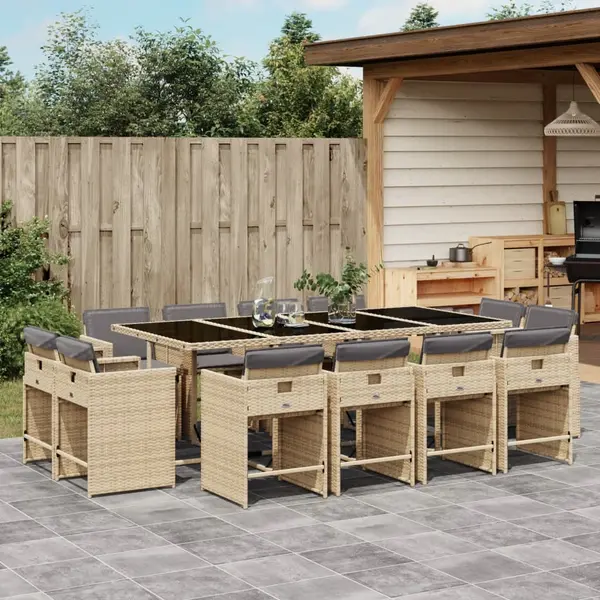 Gossi set mobilier gradina cu perne, 13 piese, bej combinat poliratan