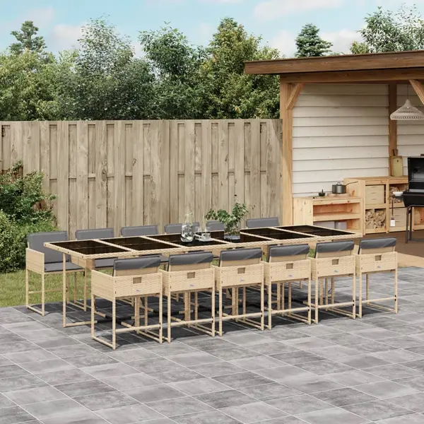 Gossi set mobilier gradina cu perne, 13 piese, bej combinat poliratan