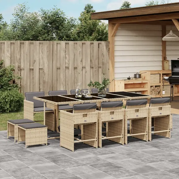Gossi set mobilier gradina cu perne, 13 piese, bej combinat poliratan