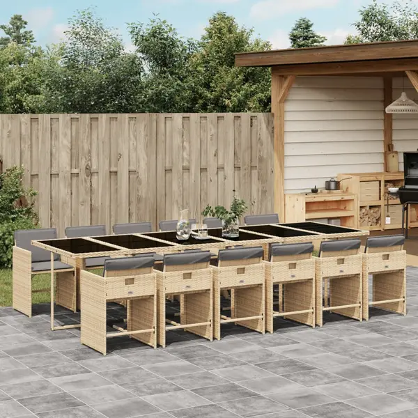 Gossi set mobilier gradina cu perne, 13 piese, bej combinat poliratan