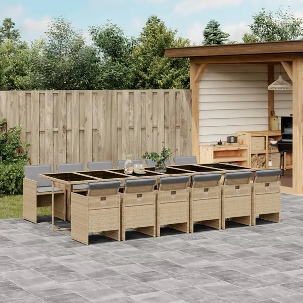 Gossi set mobilier gradina cu perne, 13 piese, bej combinat poliratan