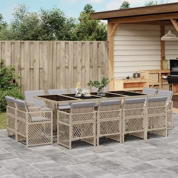 Gossi set mobilier gradina cu perne, 13 piese, bej combinat poliratan