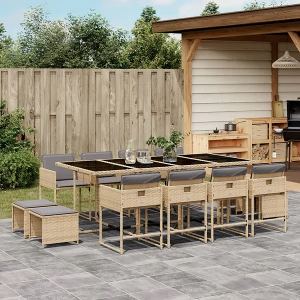 Gossi set mobilier gradina cu perne, 13 piese, bej combinat poliratan