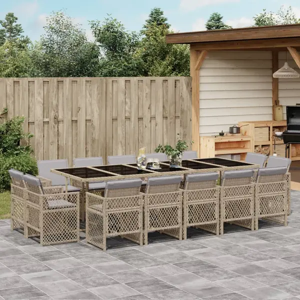 Gossi set mobilier gradina cu perne, 15 piese, bej combinat poliratan