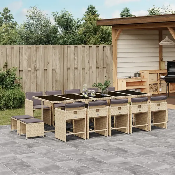 Gossi set mobilier gradina cu perne, 15 piese, bej combinat poliratan