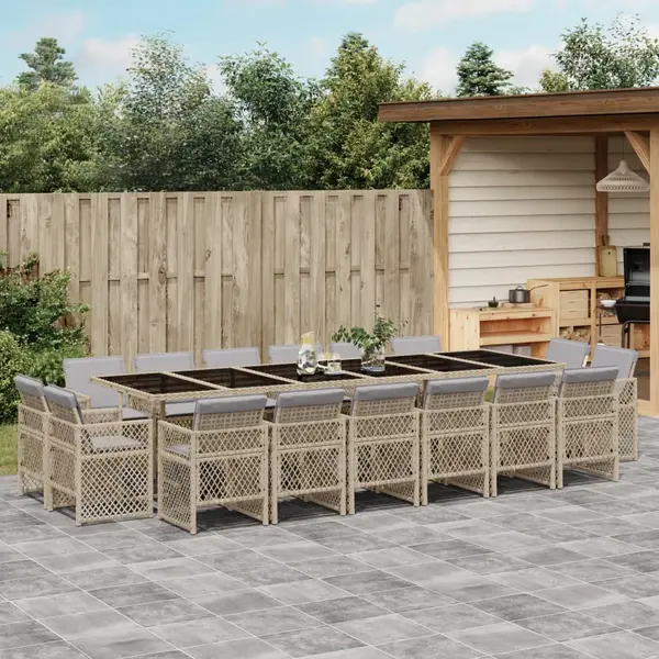 Gossi set mobilier gradina cu perne, 17 piese bej combinat poliratan