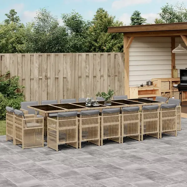 Gossi set mobilier gradina cu perne, 17 piese bej combinat poliratan