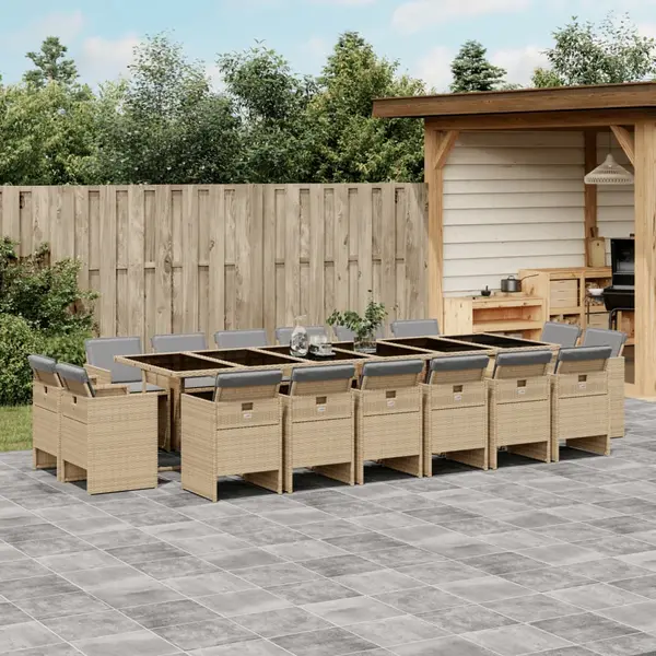 Gossi set mobilier gradina cu perne, 17 piese bej combinat poliratan