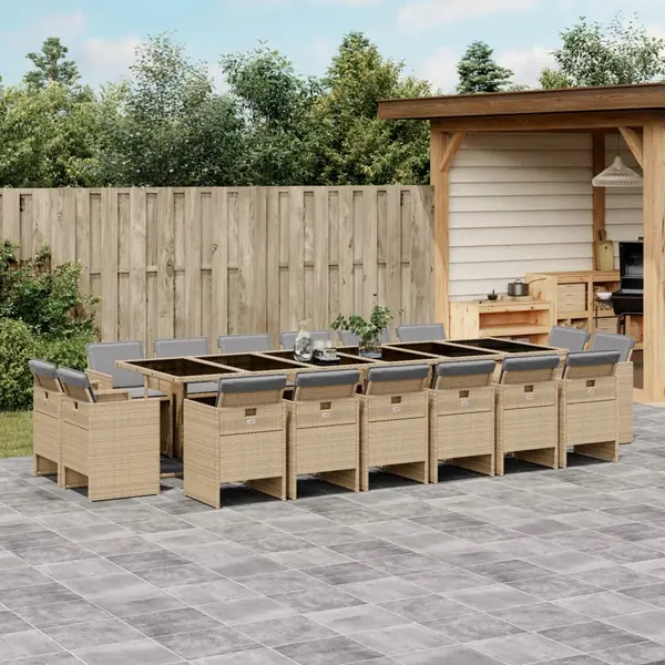 Gossi set mobilier gradina cu perne, 17 piese bej combinat poliratan