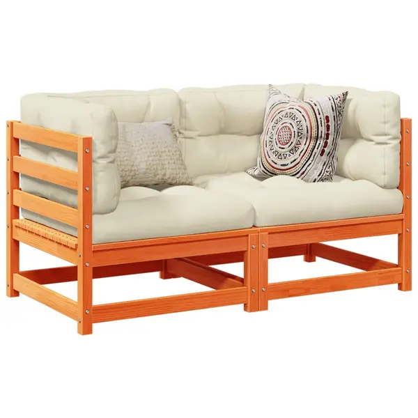Gossi set mobilier gradina cu perne, 2 buc., maro ceruit, lemn de pin