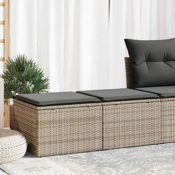 Gossi set mobilier gradina cu perne 2 piese gri poliratan/lemn acacia