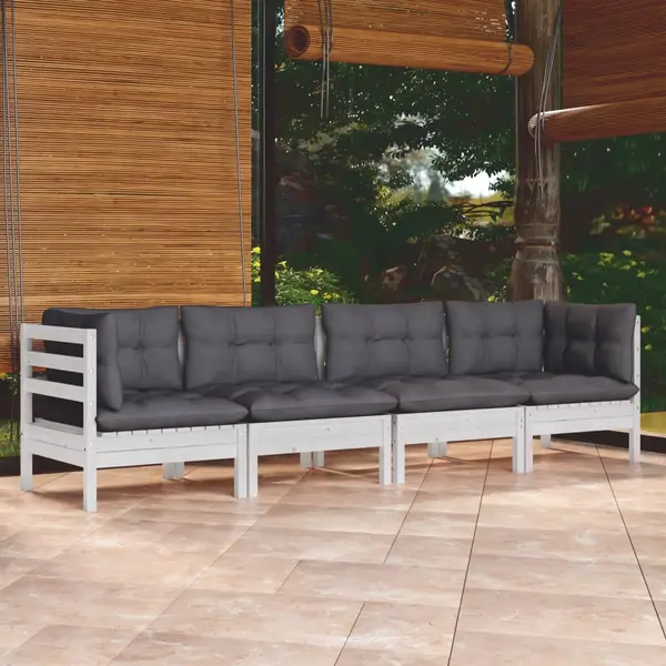 Gossi set mobilier gradina cu perne, 4 piese, lemn masiv de pin