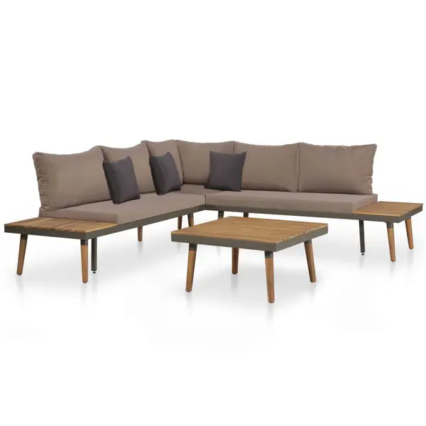 Gossi set mobilier gradina cu perne, 4 piese, maro, lemn acacia