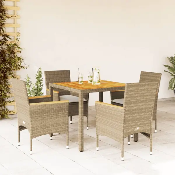 Gossi set mobilier gradina cu perne 5 piese bej poliratan/lemn acacia