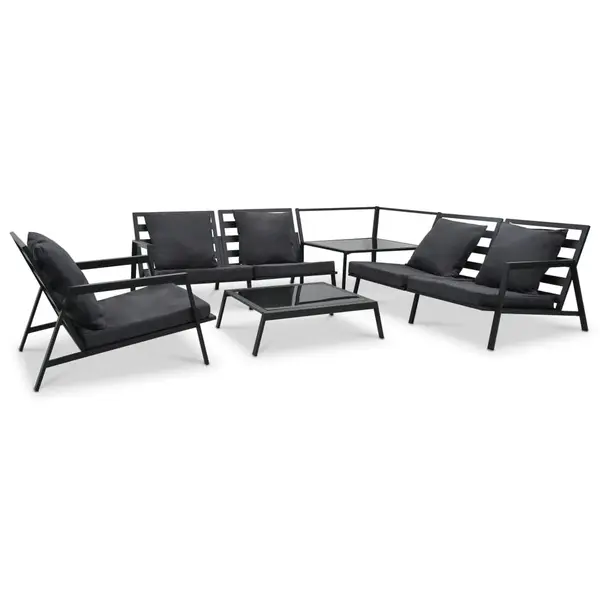 Gossi set mobilier gradina cu perne 5 piese gri inchis aluminiu