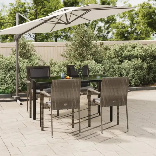 Gossi set mobilier gradina cu perne, 5 piese, negru si gri, poliratan