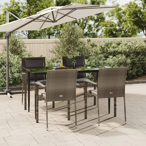 Gossi set mobilier gradina cu perne, 5 piese, negru si gri, poliratan