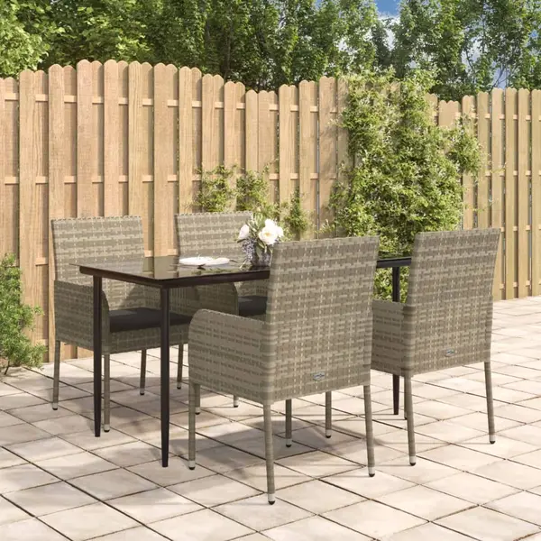 Gossi set mobilier gradina cu perne, 5 piese, negru si gri, poliratan