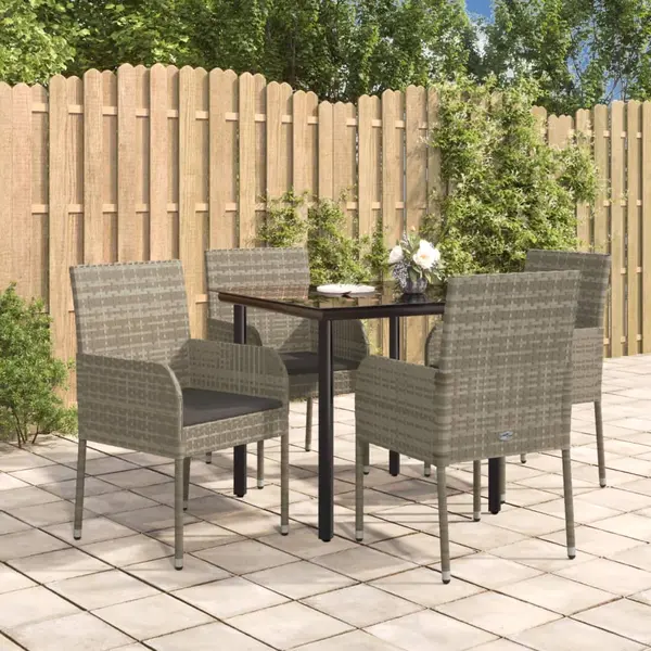 Gossi set mobilier gradina cu perne, 5 piese, negru si gri, poliratan