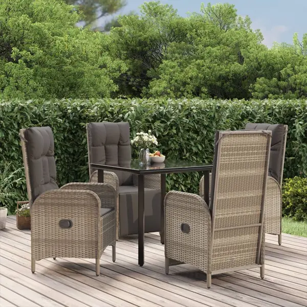 Gossi set mobilier gradina cu perne, 5 piese, negru si gri, poliratan