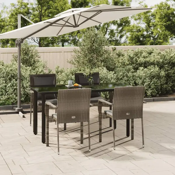 Gossi set mobilier gradina cu perne, 5 piese, negru si gri, poliratan