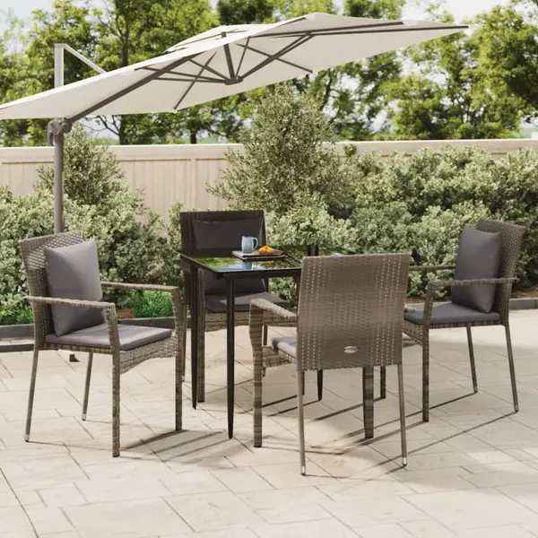 Gossi set mobilier gradina cu perne, 5 piese, negru si gri, poliratan