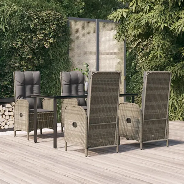 Gossi set mobilier gradina cu perne, 5 piese, negru si gri, poliratan