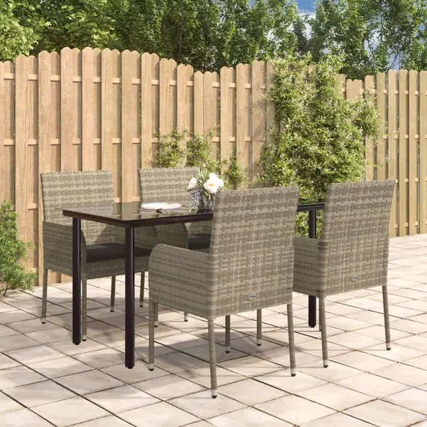 Gossi set mobilier gradina cu perne, 5 piese, negru si gri, poliratan